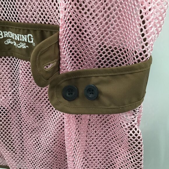 Women's Browning Shooting Hunting Vest Pink Brown Zip Vented Quilted Shoulders - Picture 12 of 13